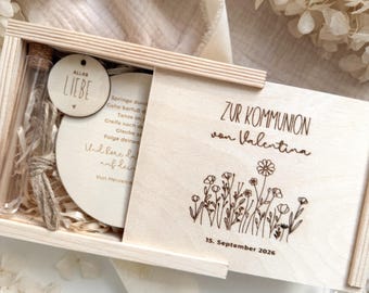 Personalisiertes Geldgeschenk aus Holz zur Kommunion | Kommunionsgeschenk für Geld und Gutscheine |  Geldgeschenk aus Holz mit Gravur