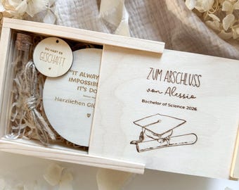 Personalisiertes Geldgeschenk zum Abschluss aus Holz | Abschlussgeschenk für Geld zum Studiumsabschluss