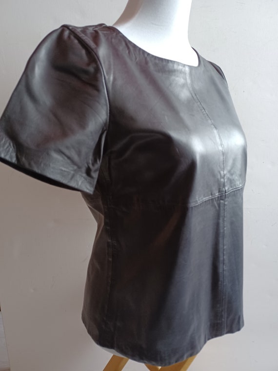 Leather shirt leather real leather top shirt M 38… - image 2