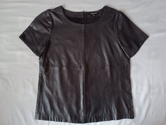 Leather shirt leather real leather top shirt M 38… - image 3