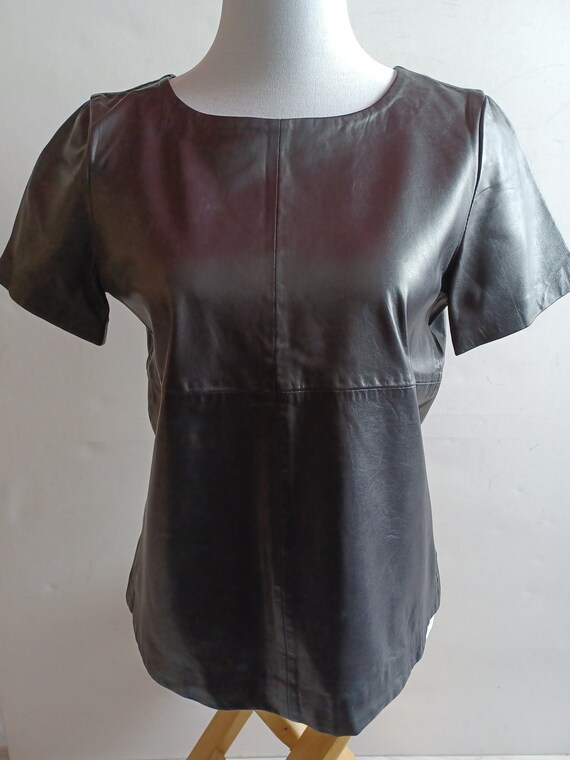 Leather shirt leather real leather top shirt M 38… - image 1