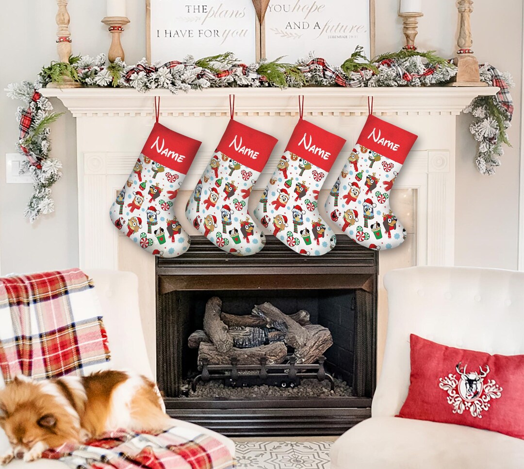 Personalized Bluey Christmas Stockings Bandit Heeler Etsy