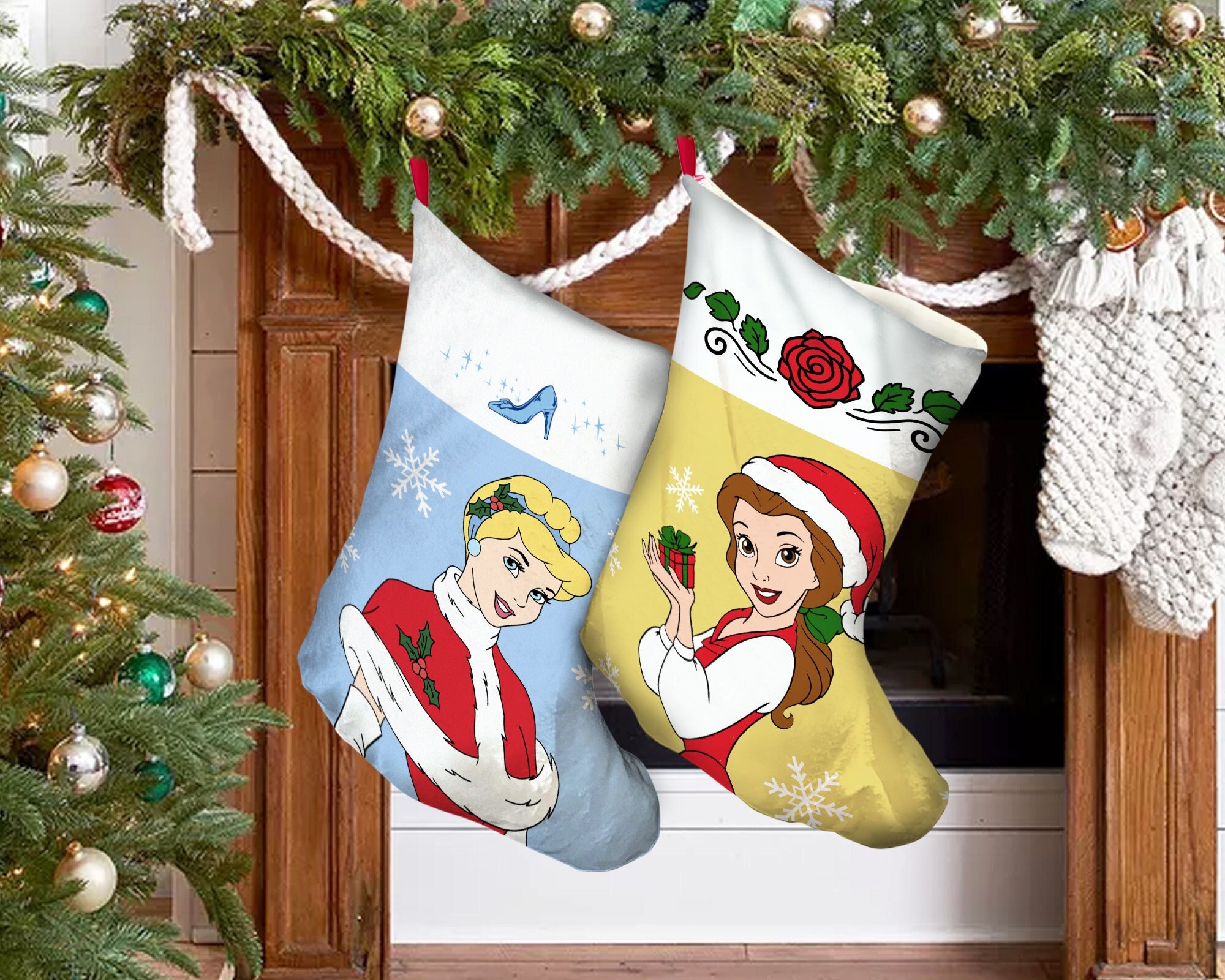 Disney Princess Christmas Stocking Cinderella Stocking Belle Etsy