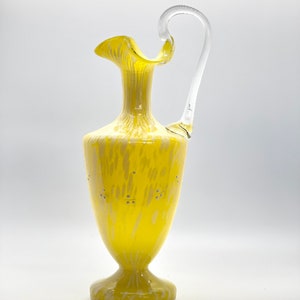 Lemon Yellow and White Spatter Glass Vase possibly Franz Welz