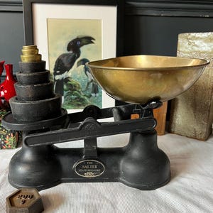 The Salter Staffordshire Original Weighing Scales including 8 weights from 0.5 oz- 2lb.