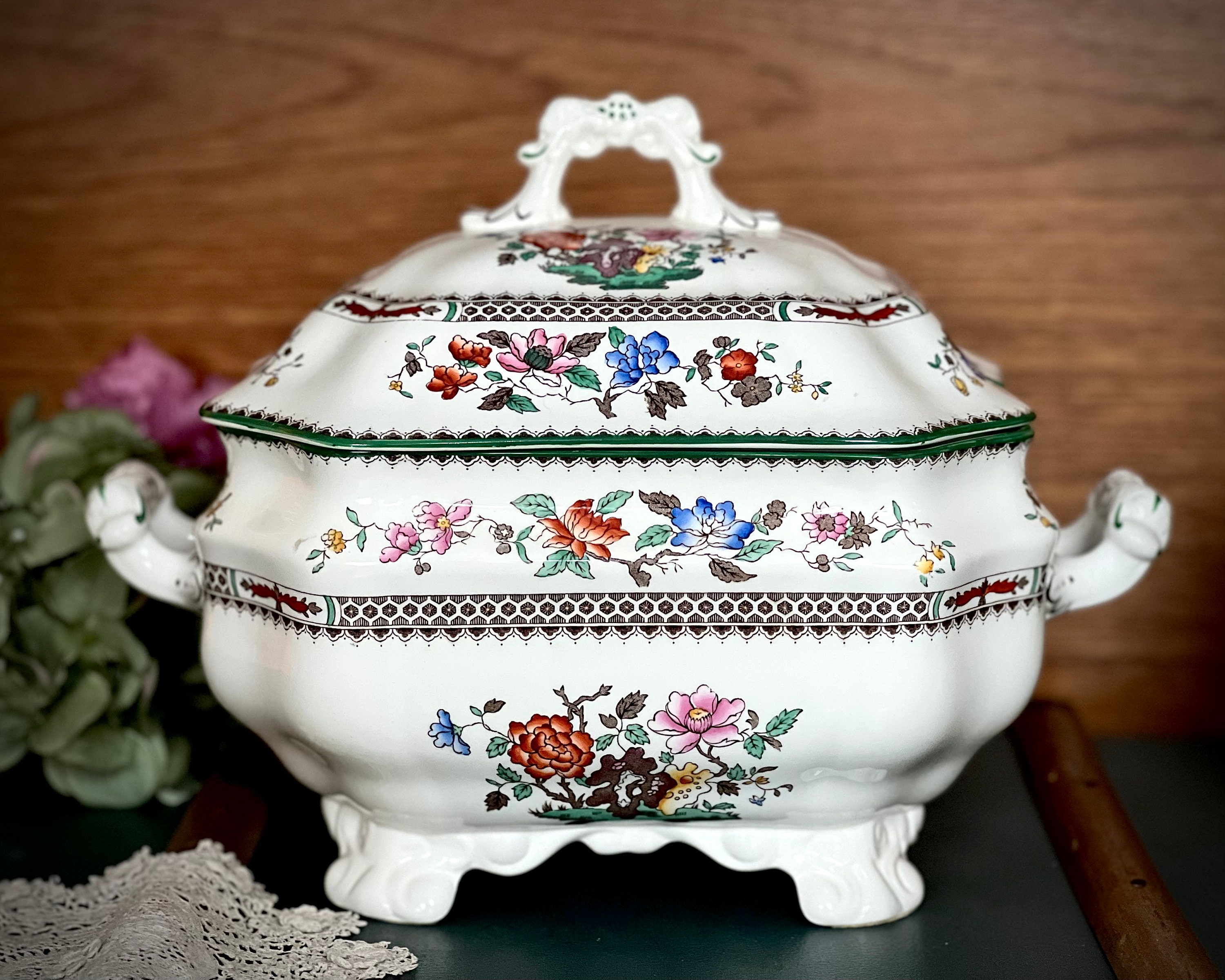 Extra Large Beautiful Spode Chinese Rose Tureen