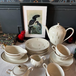 Bavarian Porcelain Tea Set: Bareuther Plates, Eschenbach Gravy Boat
