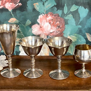 4 Spanish Falstaff Silver Plated Goblets
