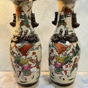 Pair of late 19th century Nanjing vases