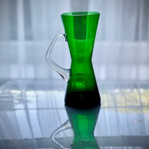 Green Glass Jug Vase: Decorative Table Centerpiece