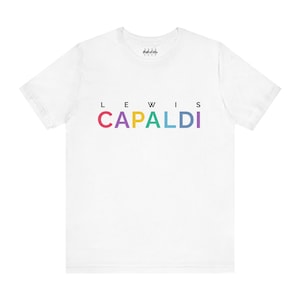 Pastel Name - Lewis Capaldi Design Unisex T Shirt by Rhythmic Rags - Exclusive Unique Lewis Capaldi T Shirt Designs for Dedicated Fans