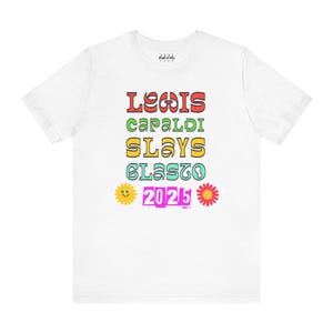 Slays Glasto - Lewis Capaldi Design Unisex T Shirt by Rhythmic Rags - Exclusive Unique Lewis Capaldi T Shirt Designs for Dedicated Fans