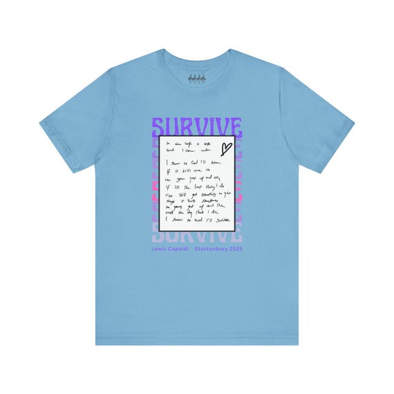 T-shirt Lewis Capaldi « Survive » Lyric Tour - Coupe Oversize Unisexe - Blanc - Neuf Sans étiquettes