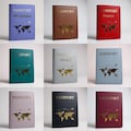Personalized faux leather passport holder – gold name – 5 fonts – card pocket – unique travel gift product logo