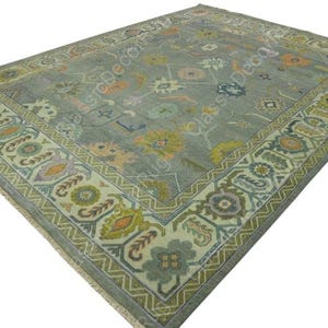 Green oushak rug Hand knotted Oushak rug floral rug large size living room rugs kids room traditional wool Area rug runner size oushak Rug