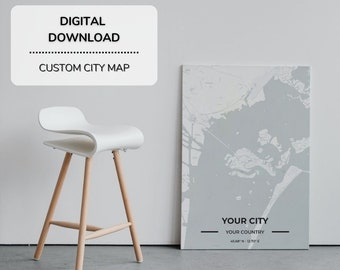 Printable Art - Custom Map - Custom City Map - Digital Download - Map of your city - location of your home