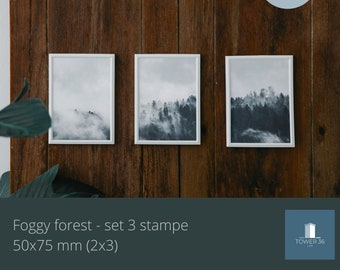 Printable art - Printable Wall Art - Foggy mountain, set of 3 prints, 50 x 75 mm - Digital Download