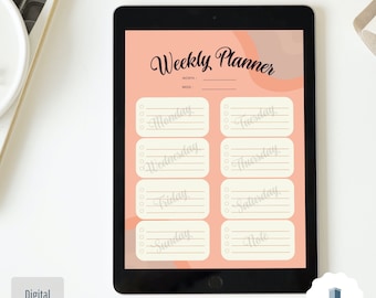 Weekly planner, digital download, A4 format, to plan your commitments and your days