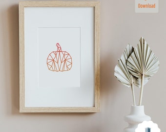 Printable Art - Geometric Pumpkin - Welcome Autumn, digital download