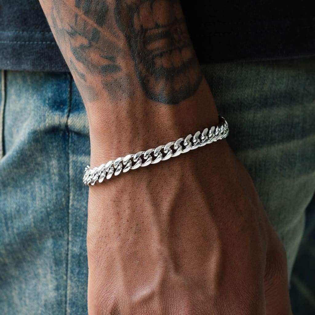 Mens white gold cuban bracelet discount