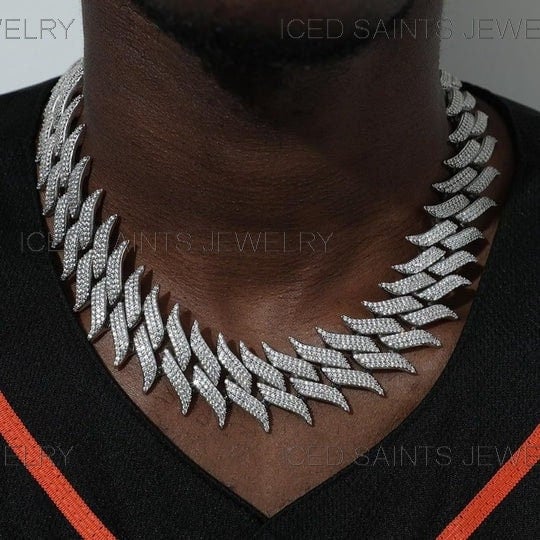 Iced out spiked choker chain sale