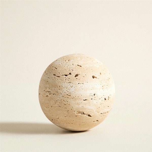 ESFERA DE TRAVERTINO, bola de piedra NATURAL, decoración natural del hogar, bolas decorativas, estantería de libros sostenible y decoración de mesa de centro