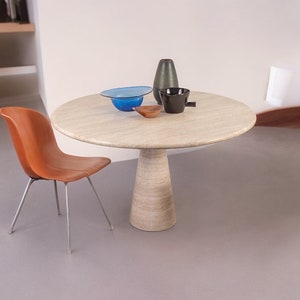 IDE BISTRO TABLE, Travertine Round Top Dining Table, Natural Stone Travertine, Modern Kitchen ...
