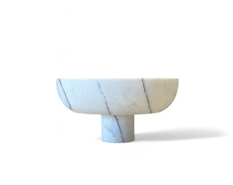 PEDESTAL BOWL - 12" - White MARBLE Stone Entryway Bowl, Dining Table Centerpiece Bowl, Kitchen Decor Bowl, Bathroom Decor, Large Fruit Bowl
