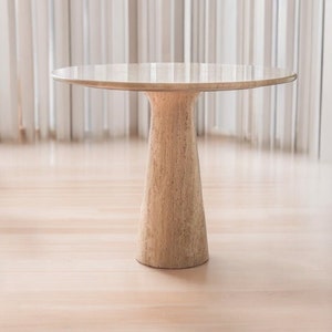 IDE BISTRO TABLE, Travertine Round Top Dining Table, Natural Stone Travertine, Modern Kitchen Table, Entryway Table - Customizable Table