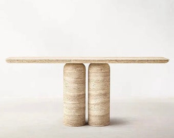 SOHO CONSOLE TABLE - Travertine - Natural Stone Travertine Console, Entryway Table, Custom Size Orders Available Upon Request