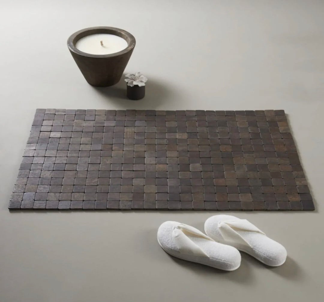 Wood Tub Mat - Black Acacia Wood Bath Mat - Contemporary Bathroom ...