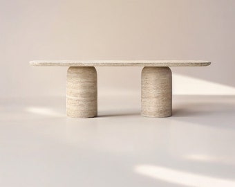 ELYSIAN Travertine Dining Table - Modern Elegance for Sophisticated, Stain-Resistant Dining Spaces, Perfect for Luxurious Dining for 6-8-10