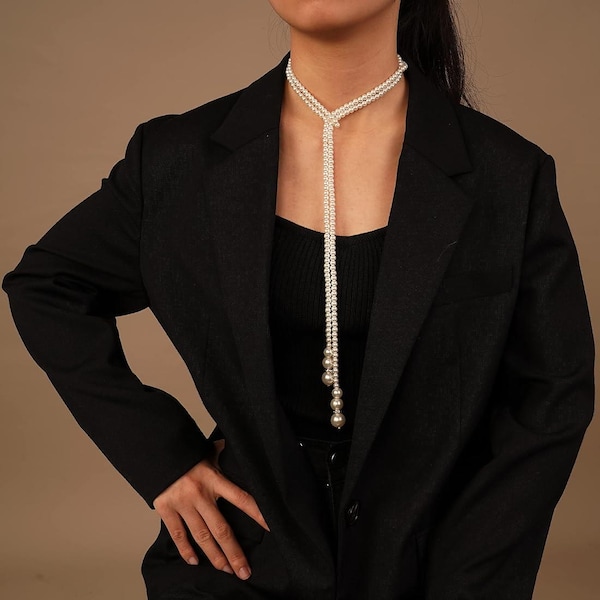 Vintage lange choker met parel: jaren 1920 flapper-stijl, 47 inch
