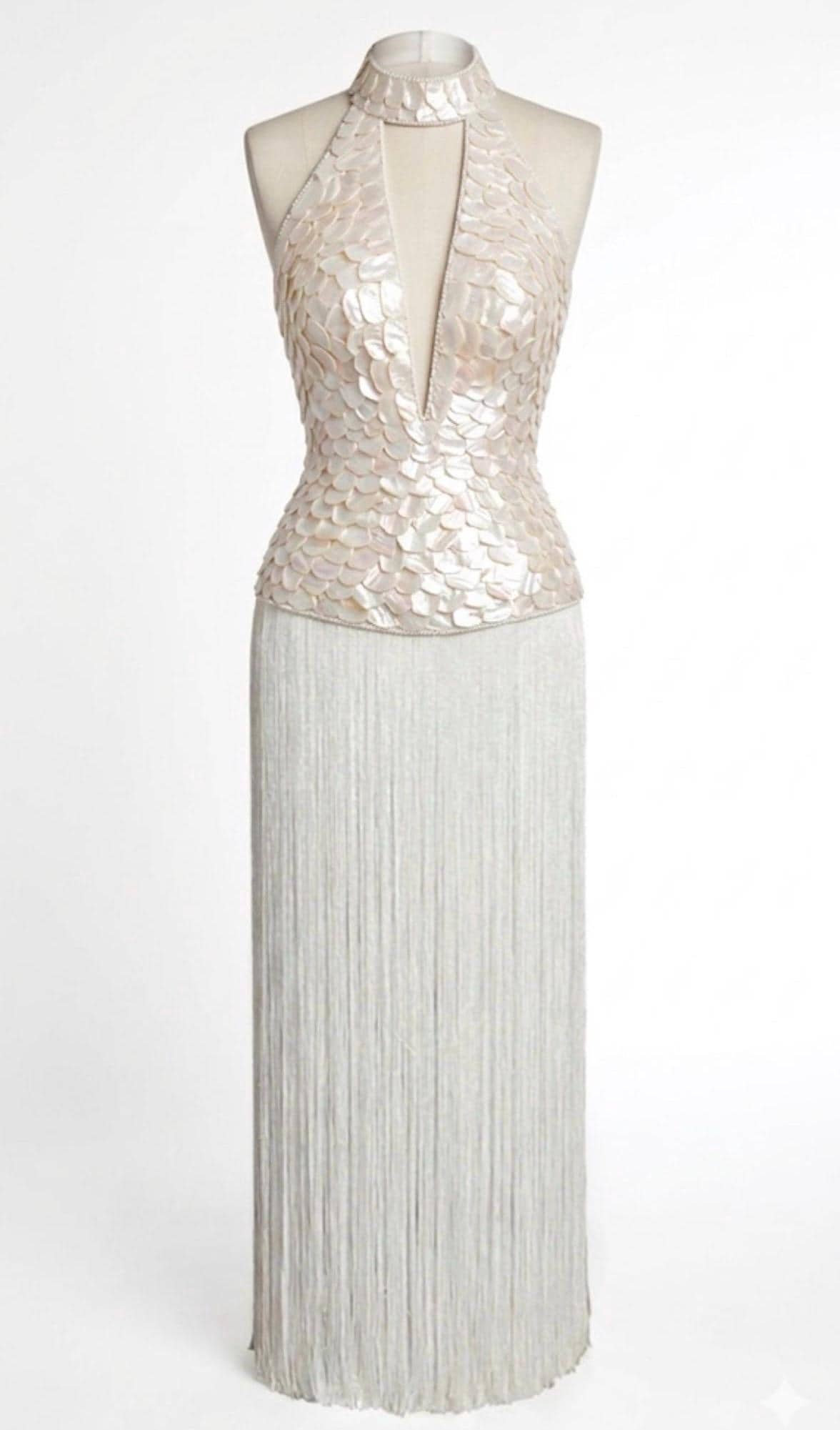 fitted lace wedding dress SAMBA STYLE FRINGE MAXI DRESS – AKIRA main image 1