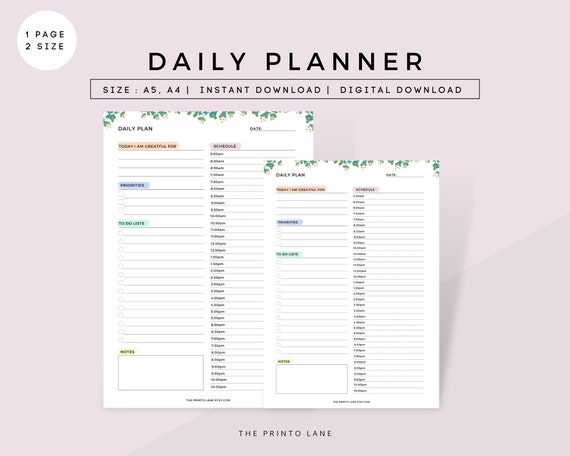 Daily Planner Daily Planner Printable 24 Hours Planner - Etsy