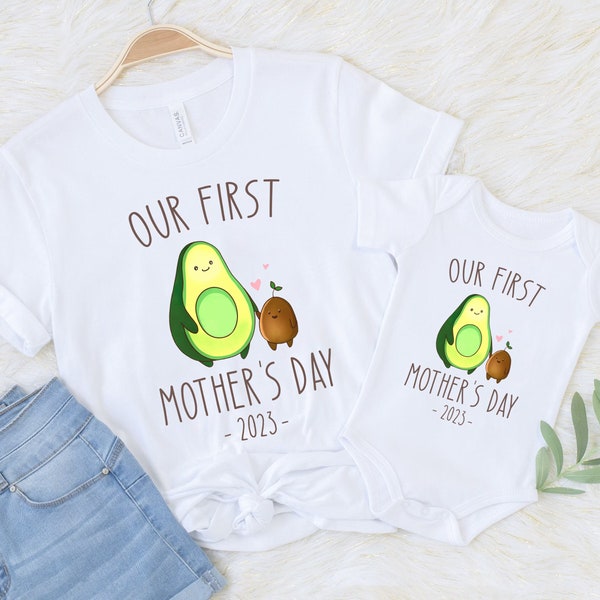 Funny Our First Mothers Day Shirt, Avocado Shirts, Mother's Day Gift Ideas, Mom Shirts, Matching Mom and Baby, Matching Mother's Day Shirt