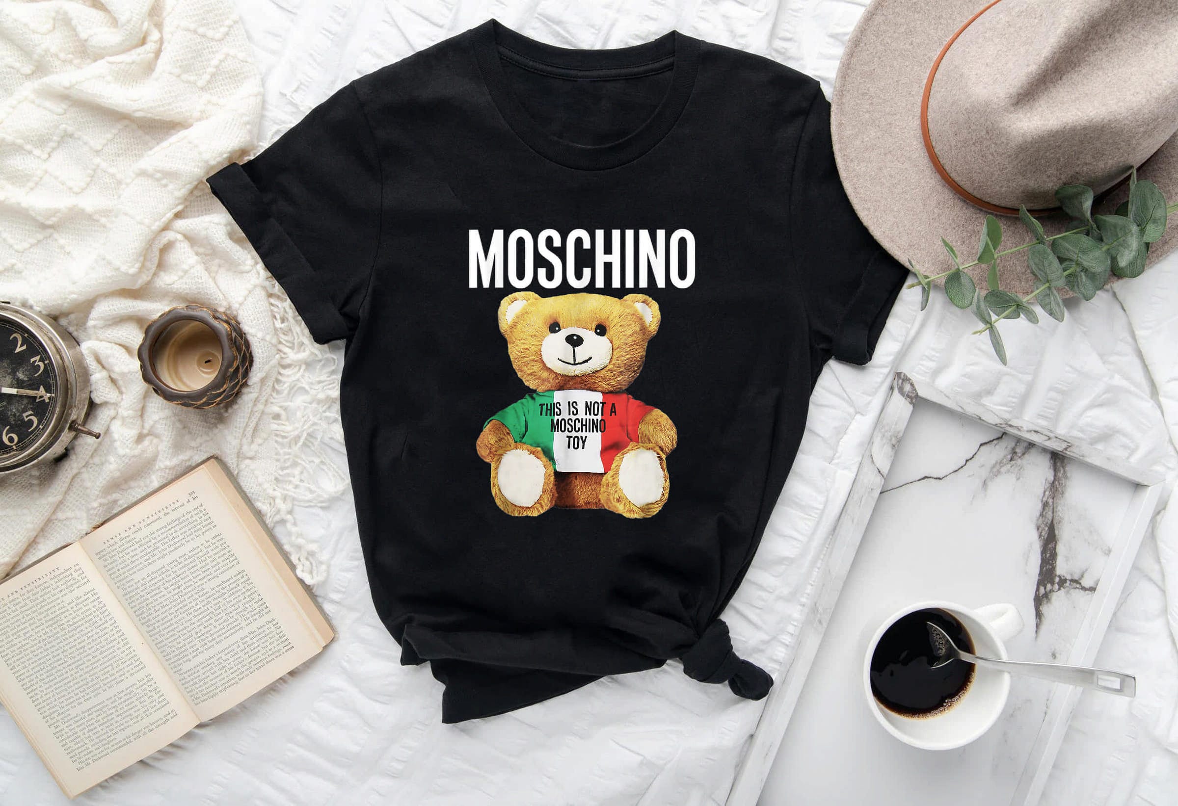Moschino Mens Big Teddy T Shirt Grey
