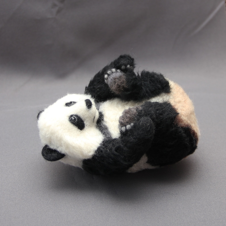 Needle Felted Baby Panda, Panda Bear Sculpture, Panda Home Decor, Animal Sculpture, Gift for