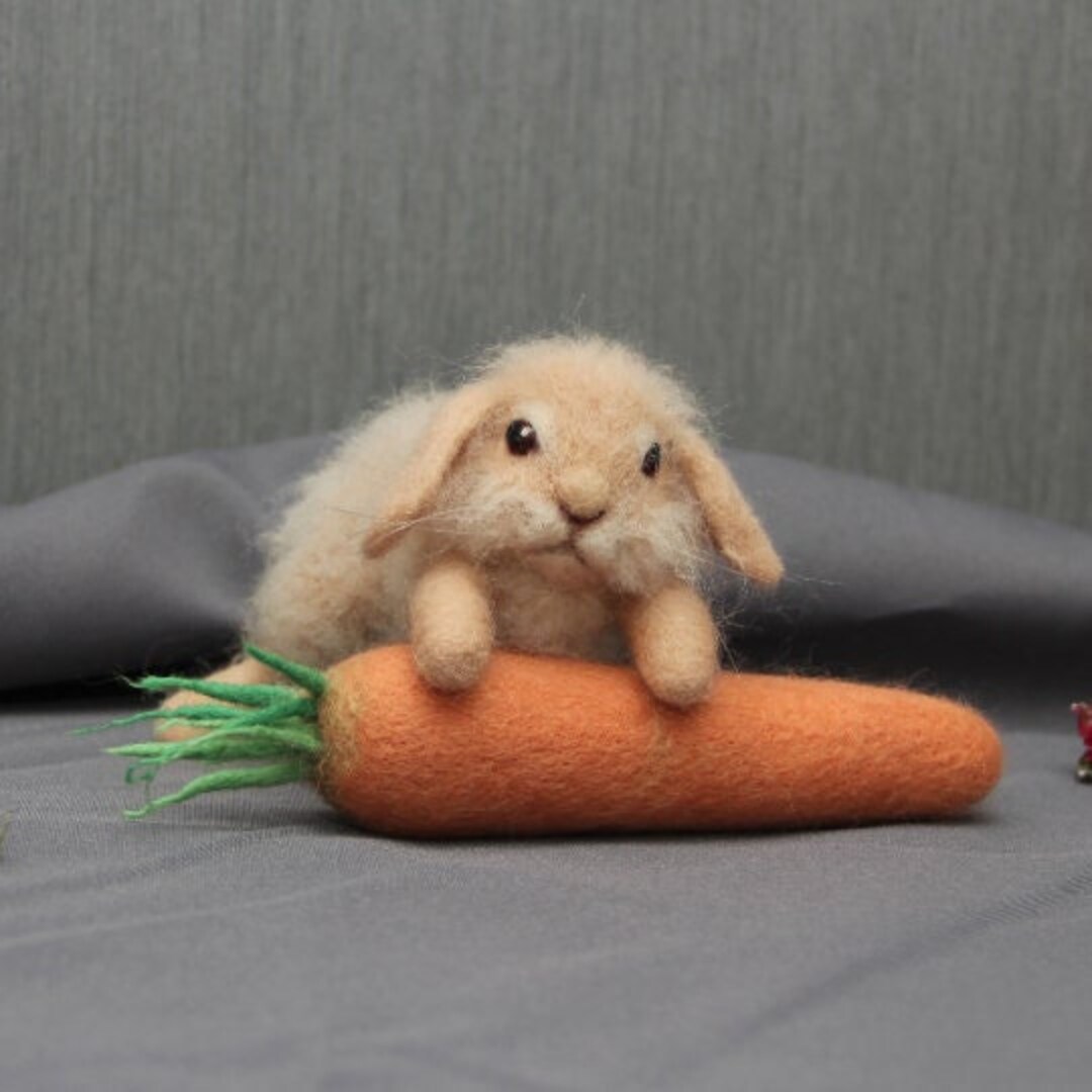 Needle Felted Bunny, Rabbit With Carrot, Easter Hare, Easter Rabbit ...
