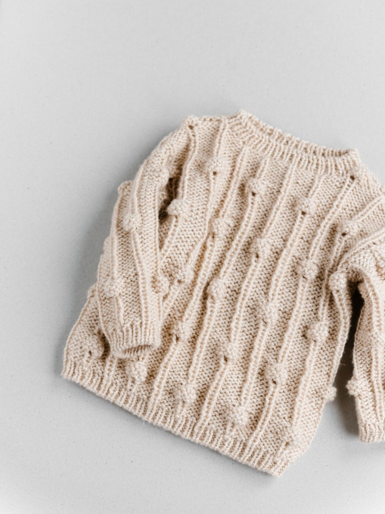 Wool sweater, Baby hand knitted sweater, Cozy jumper image 3