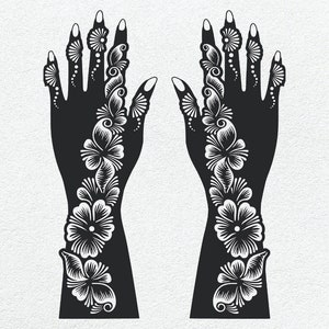 Mixed Design Henna Hand Pair Temporary Tattoo Body Art Decal Stencil Sticker Mehndi Template