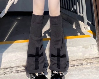 Unique Design Cross Stockings for Women in Autumn/Winter, Subculture Spicy Girl Popular Style Leg Warmers in Black and Gray