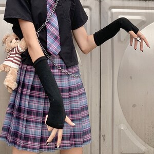 Y2K Ice Silk Sleeve Ninja Gloves Cool Summer Sunscreen Sleeve Set Female Thin Arm Sleeve Sleeve Protector