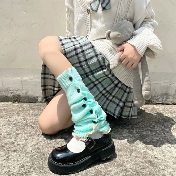 Japanese Loose Stockings Harajuku Kawaii Crochet Button Lace Loose