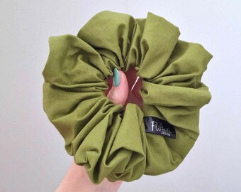 Giant Sage Green 100% Cotton Scrunchie - Large Hair Accessory - XL Hair Tie - Hair Care