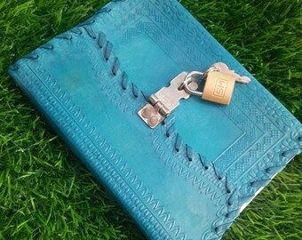 Jairi traders Embossed Handmade Diary with Metal Lock  blue colour