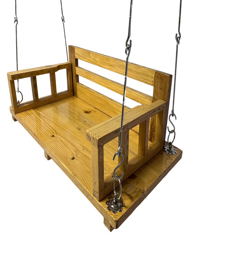 Jairi Traders Wooden Swing Natural Wood with back and hand Support zdjęcie 3