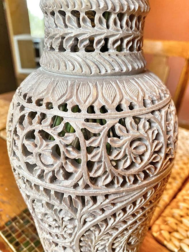 Jairi Traders Handmade Soapstone Vase Soap Stone Flower Vase Hand