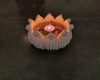 Jairi commerçants Marble Multi-Utility Lotus Flower Shape Uruli pour Diwali Décoration (Blanc)