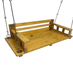 Jairi Traders Wooden Swing Natural Wood with back and hand Support zdjęcie 4